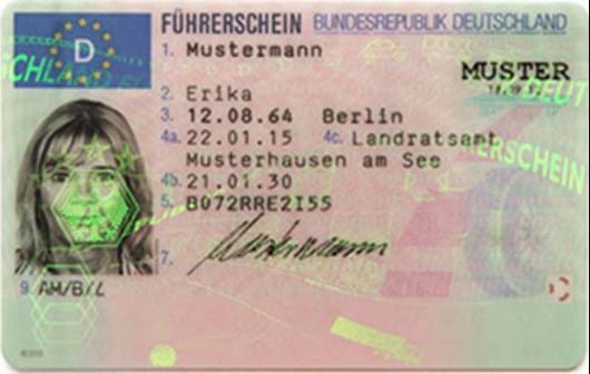 EU-Kartenführerschein Vorderseite